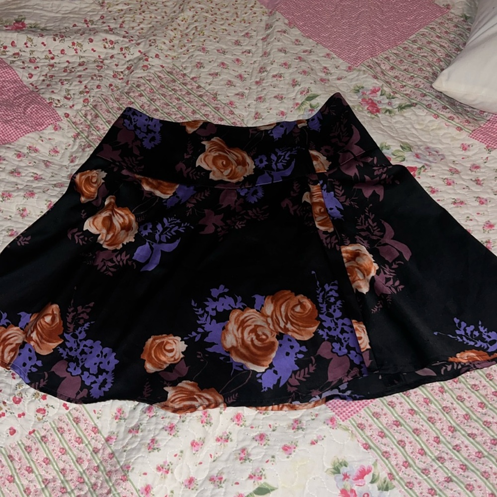 Lux satin floral skirt